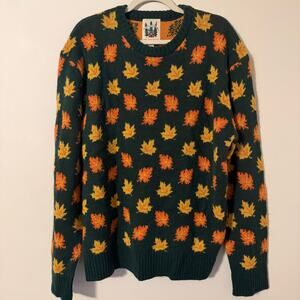 Kiel James Patrick Cozy Cabin Sweaters Leaf Print Wool Blend Sweater Sz XXL